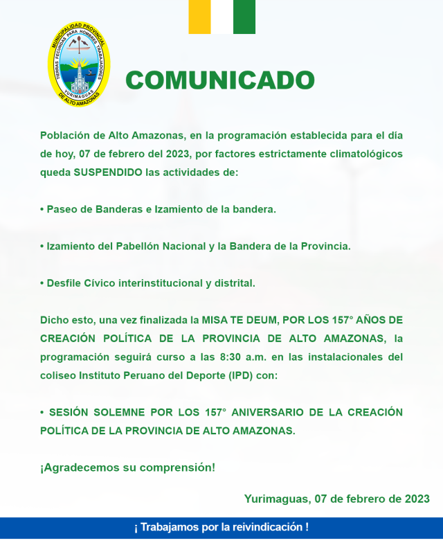 Comunicado: Suspensi&oacute;n de actividades