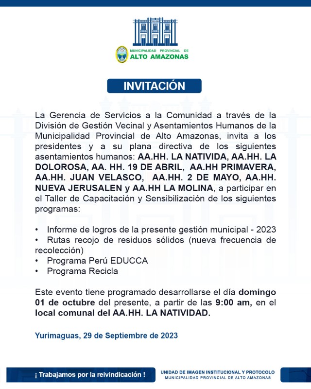 Invitaci&oacute;n a Taller de Capacitaci&oacute;n y Sensibilizaci&oacute;n