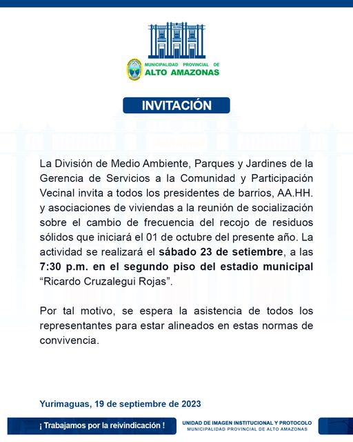 La divisi&oacute;n de Medio Ambiente, Parques y Jardines hace la siguiente invitaci&oacute;n