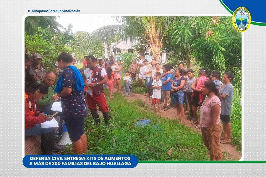 DEFENSA CIVIL ENTREGA KITS DE ALIMENTOS A M&Aacute;S DE 200 FAMILIAS DEL BAJO HUALLAGA