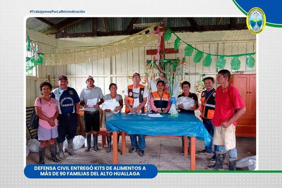 DEFENSA CIVIL ENTREG&Oacute; KITS DE ALIMENTOS A M&Aacute;S DE 90 FAMILIAS DEL ALTO HUALLAGA